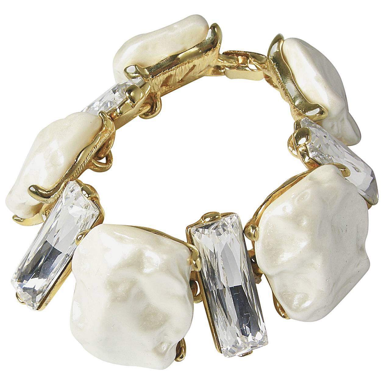 Kenneth Jay Lane Faux Pearl Discs Bracelet at 1stDibs discs bracelets