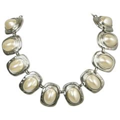 Signed Kenneth Jay Lane Faux Pearl & Silver-Tone Necklace 7