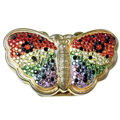 Vintage Signed 1984 Judith Leiber Multi-Color Rhinestone Butterfly Box