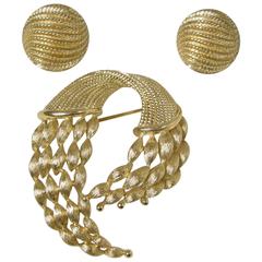 Monet Retro Earrings and Brooch Pin Set, 1950s 