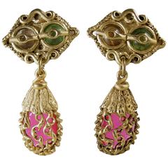 Vintage French Multi-Color Drop Earrings