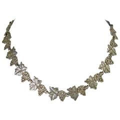 Vintage Italian Sterling Silver Leaf Choker