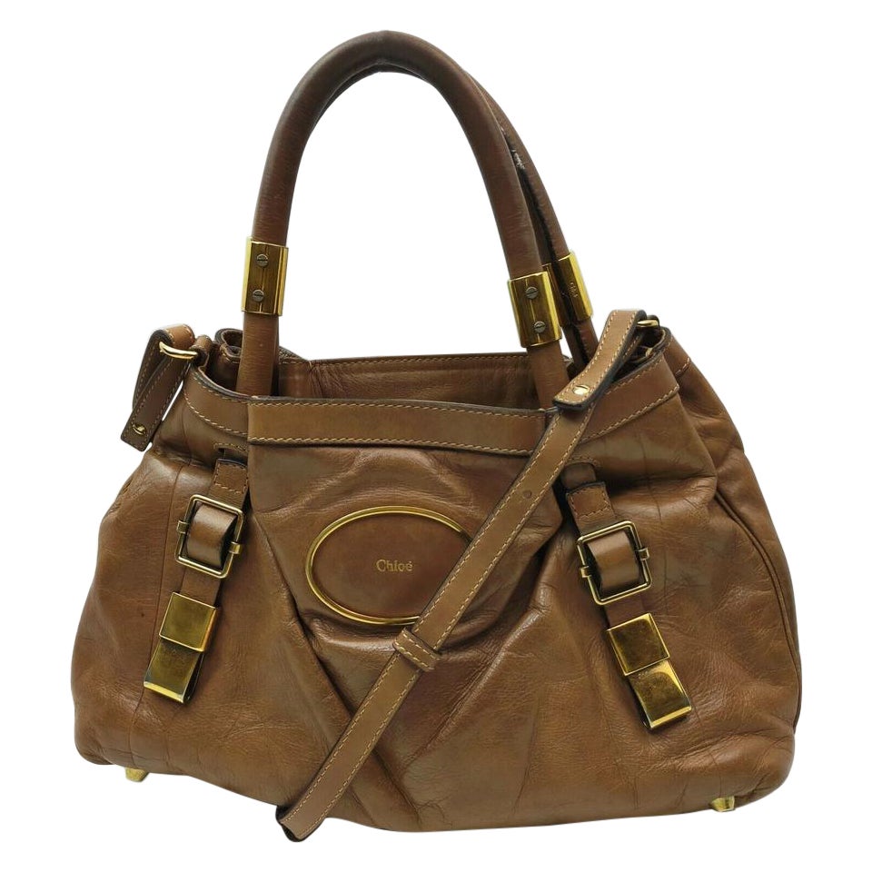 Chloe Brown Leather Victoria 2way Tote Bag  862109