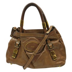 Used Chloe Brown Leather Victoria 2way Tote Bag  862109