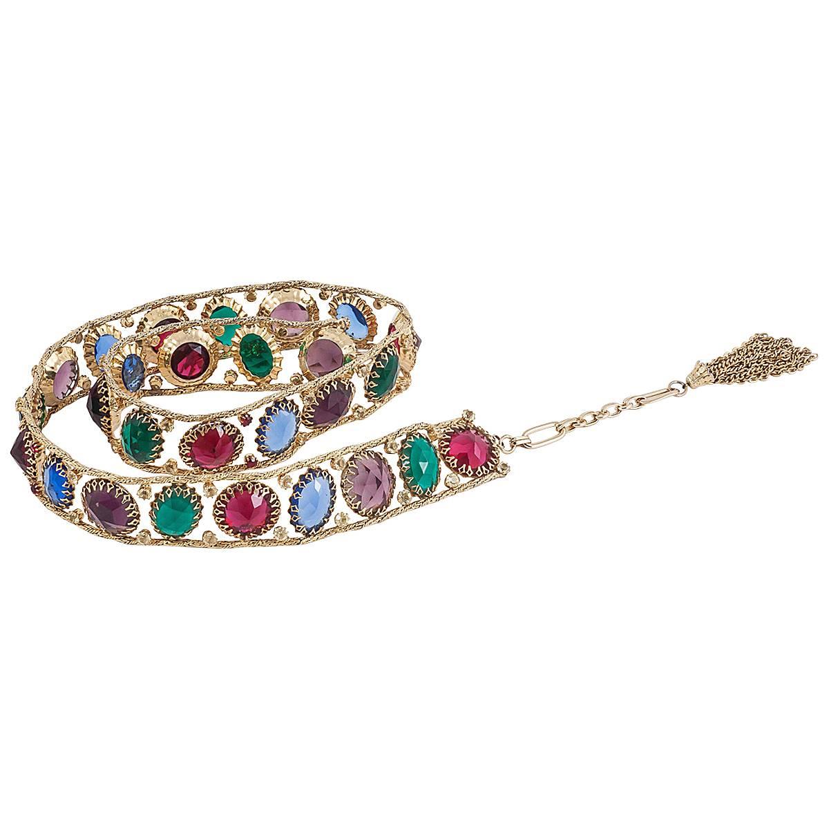1960s Schreiner of New York unsigned multicoloured jewelled belt 