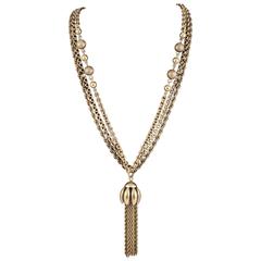 Spectacular Russian Gilt Multichain tassle superlong necklace. 