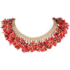 Miriam Haskell faux coral and gilt collar, 1970s