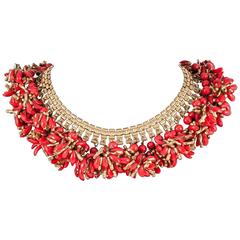 Miriam Haskell faux coral and gilt collar, 1970s 1