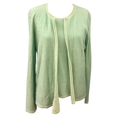 Chanel Green Cashmere Blue Metallic Knitted Twin Sets