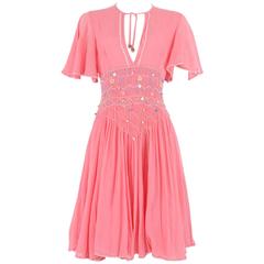 Matthew Williamson Light Pink Dress with Beaded Embroidery Detail Approx Size 10