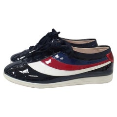 Gucci Red White Blue Black Patent Leather Butterfly Falacer Sneakers