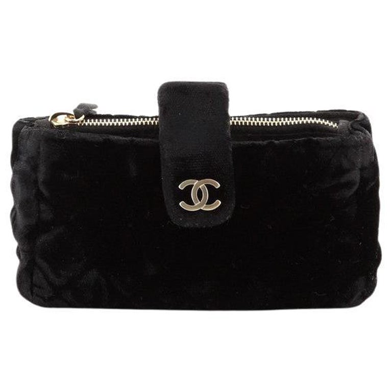 Chanel Chain Phone Holder Crossbody Bag Quilted Velvet Mini at 1stDibs