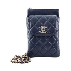 Chanel Chain Phone Holder with Purse Quilted Lambskin