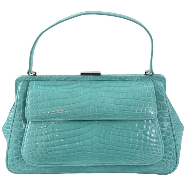 Tiffany And Co Laurelton Crocodile Handbag In Blue For Laurelton Crocodile Handbag In Tiffany