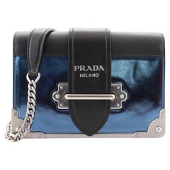 Prada Cahier Chain Crossbody Bag Metallic Leather and Saffiano Small