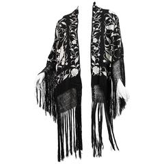 Fringed Kimono made from Antique Piano Shawl