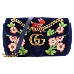 Gucci GG Marmont Flap Bag Embroidered Matelasse Velvet Small