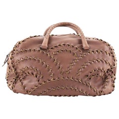 Bottega Veneta San Marco Bowling Bag Leather with Intrecciato Detail Larg