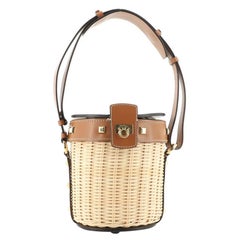 Salvatore Ferragamo Gancini Drawstring Bucket Bag Wicker 