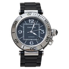 Cartier Black Stainless Steel Rubber Pasha de Cartier Men's Wristwatch 40.50 MM