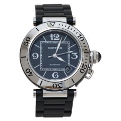 Montre-bracelet pour homme Pasha de Cartier en acier inoxydable noir et caoutchouc 40,50 MM