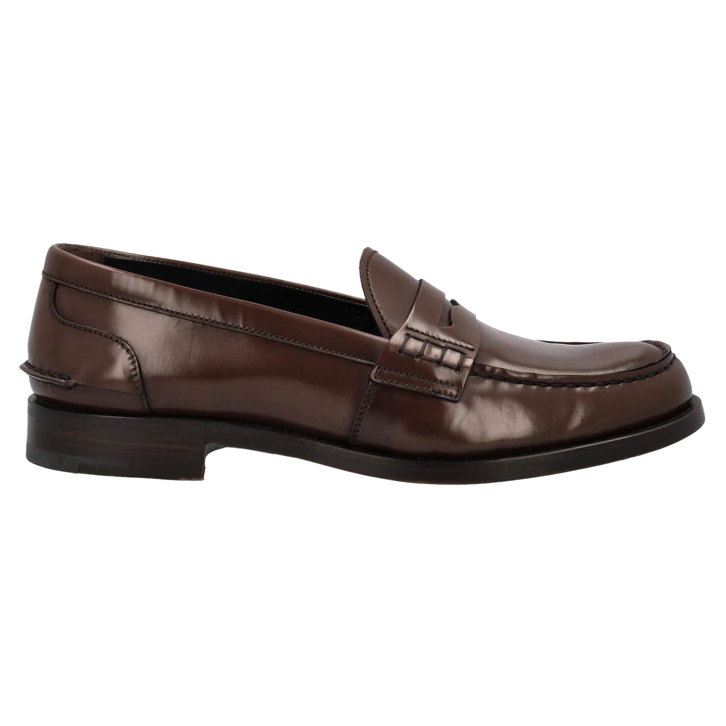 Prada Women Loafers Brown Leather EU 38.5 For Sale