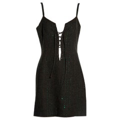 Miu Miu by Miuccia Prada green wool fleece slip dress with crystals, ss 1998