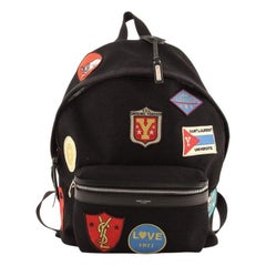 Saint Laurent City Backpack Patch Embellished Canvas Medium