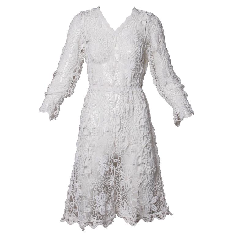 Vintage Hand Crochet Lace Dress