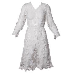  Vintage Hand Crochet Lace Dress