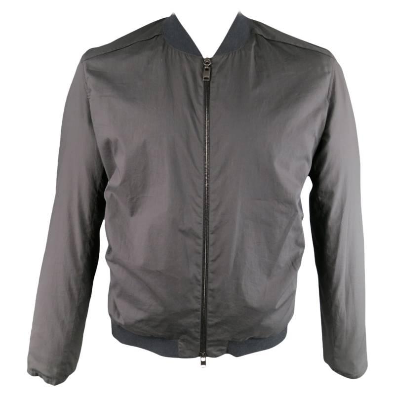 LANVIN Men's 42 Charcoal Cotton Aviator Windbreaker Jacket