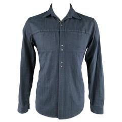 FAGASSENT Size M Indigo Cotton Long Sleeve Shirt