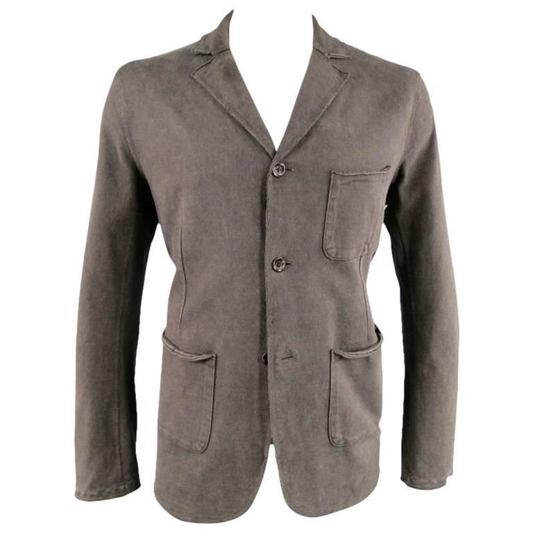 KAPITAL Men's 42 Washed Taupe Brown Cotton Distressed Sport Coat Jacket ...