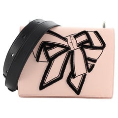 Salvatore Ferragamo Edie Bow Flap Bag Printed Leather With Velvet Small