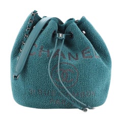 Chanel Deauville Drawstring Bucket Bag Velvet Medium