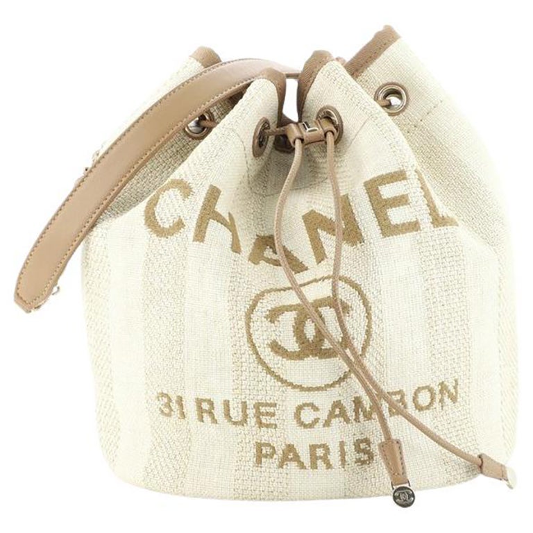 Chanel Neutrals Quilted Drawstring Bucket Bag Medium