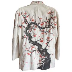Issey Miyake for Bergdorf Goodman Retro Embroidered Mens Cherry Blossom Jacket