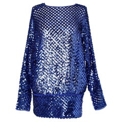 Vintage Blue see-through sequin jumper 1980's 