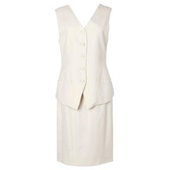 Vintage Vest and skirt ensemble in off-white rayon Chloé 