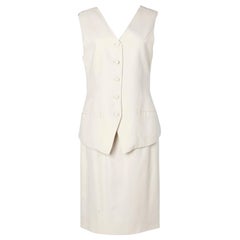 Vintage Vest and skirt ensemble in off-white rayon Chloé