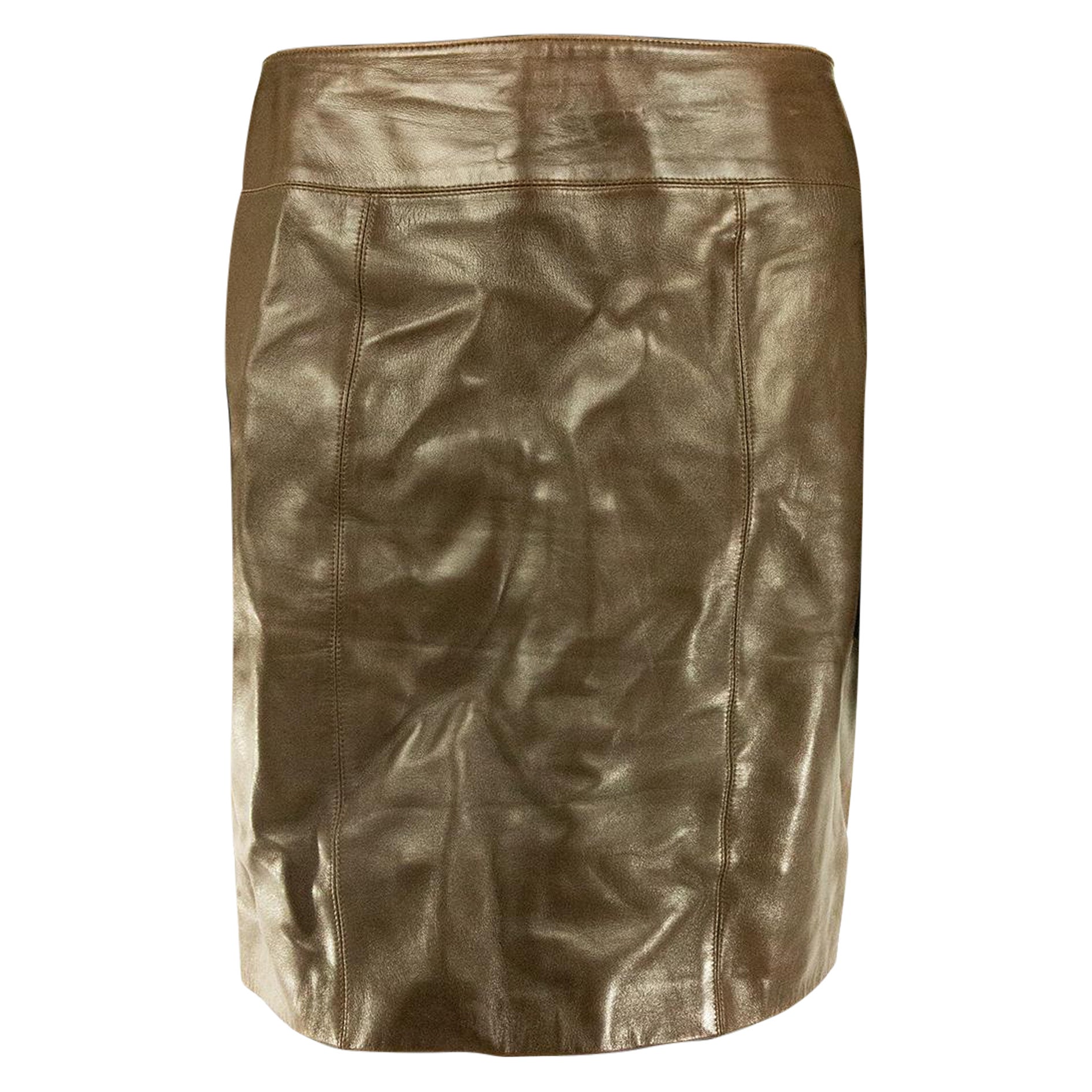 Chanel Boutique Chocolate Brown Leather Skirt