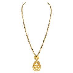 1996 Chanel Necklace with Teardrop CC Pendant 