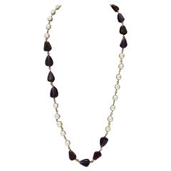 1985 Chanel Faux Pearl and Poured Glass Necklace 7