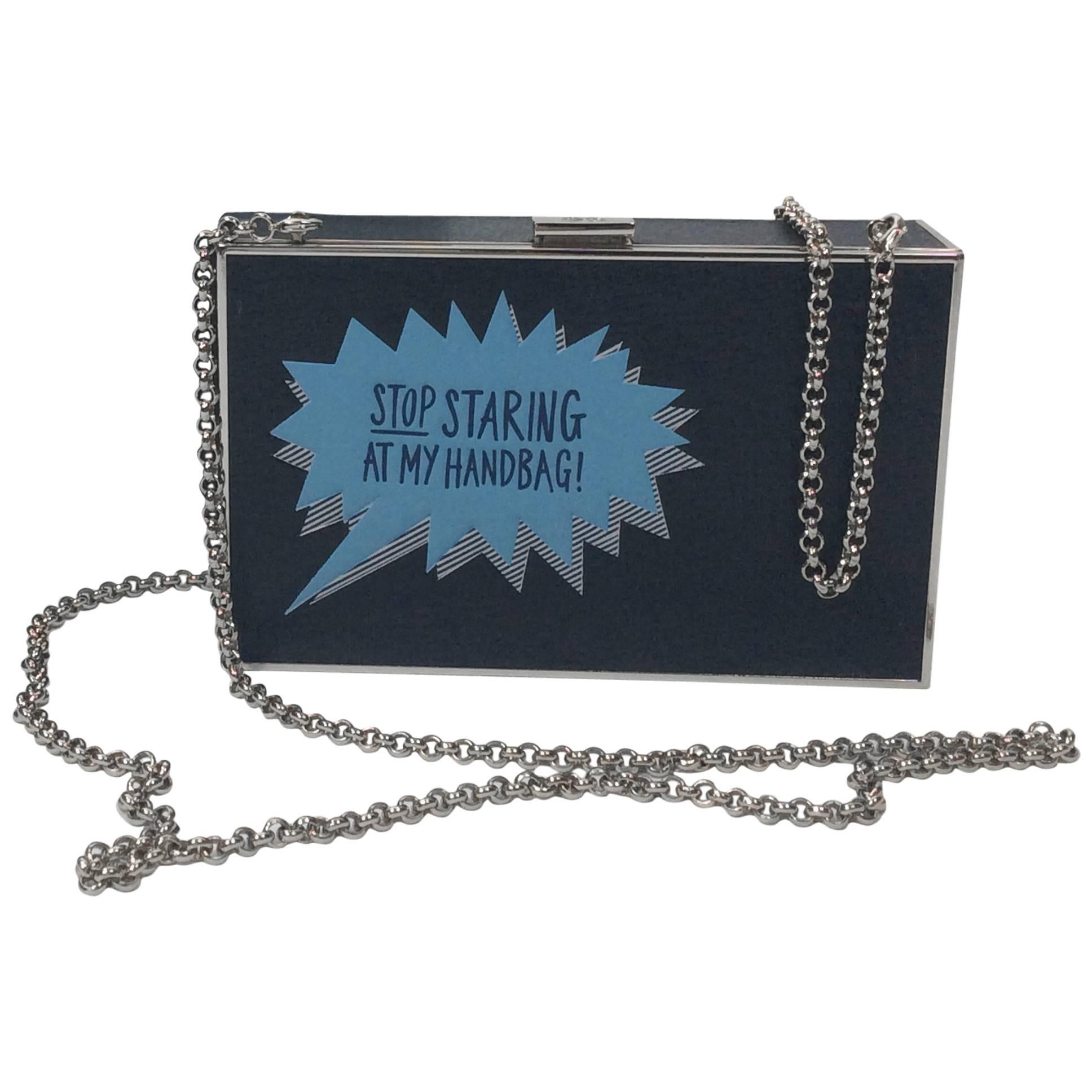 Anya Hindmarch Stop Staring at My Handbag Evening Clutch For Sale