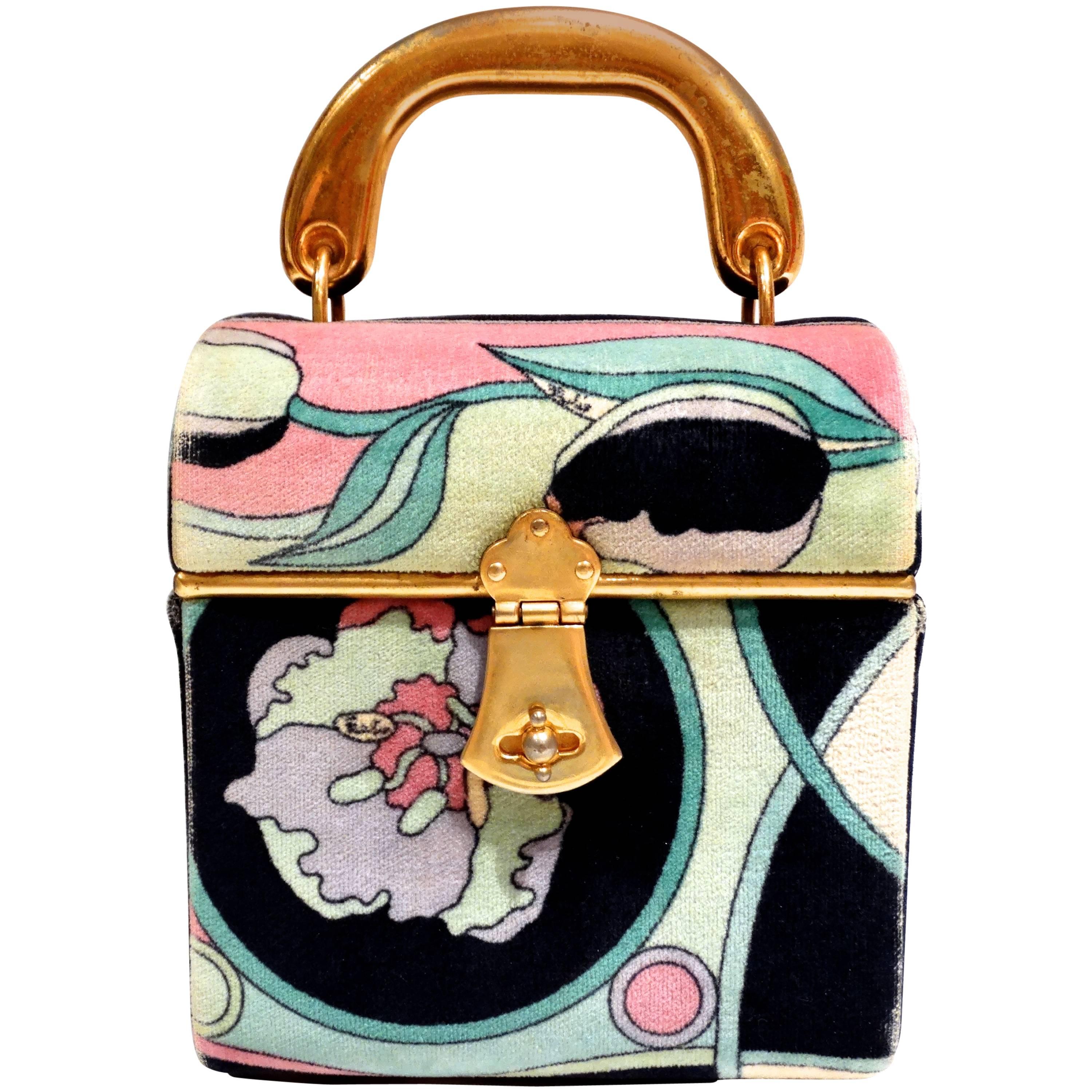 1960s Emilio Pucci Velveteen Box Handbag
