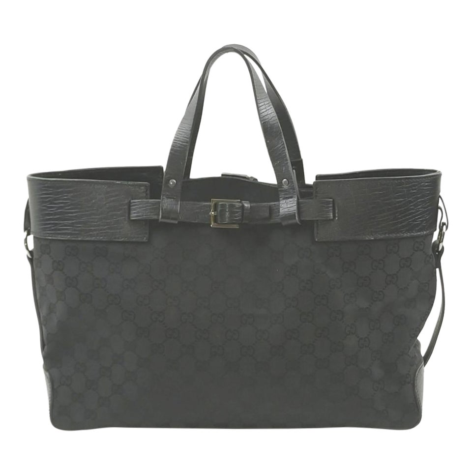 Gucci  Black Monogram GG Belt Motif Tote bag 862067