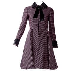 1960s Geoffrey Beene purple and black checkered Peter Pan Collar silk Dress 9