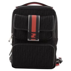 Fendi Baguette Pocket Zip Backpack Zucca Mesh with Nylon and Rubber Mediu