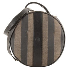 Fendi Vintage Convertible Round Top Handle Bag Pequin Coated Canvas