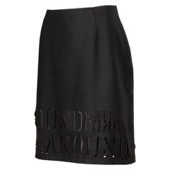 Moschino Vintage "What Goes Around Comes Around" Black Cut Out Letters Skirt 1